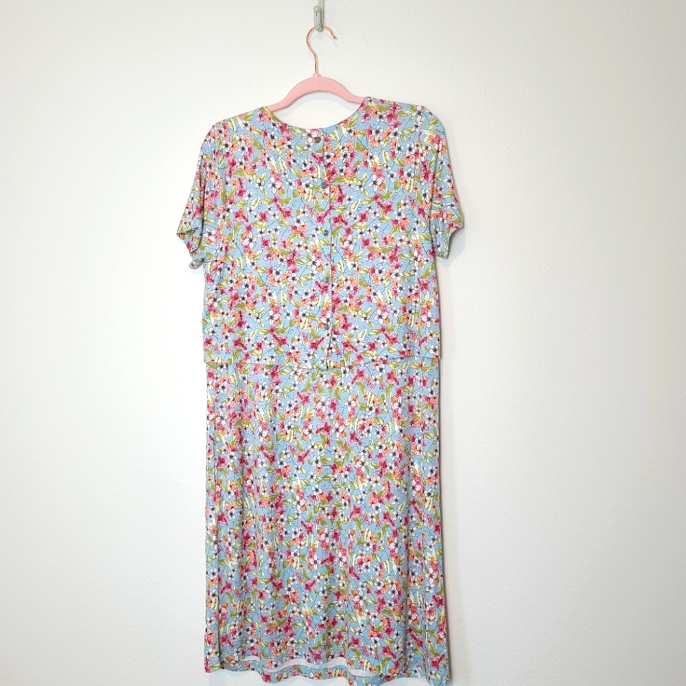 J.JILL Floral Blutint Spring Jersey Layered Dress - Picture 7 of 11